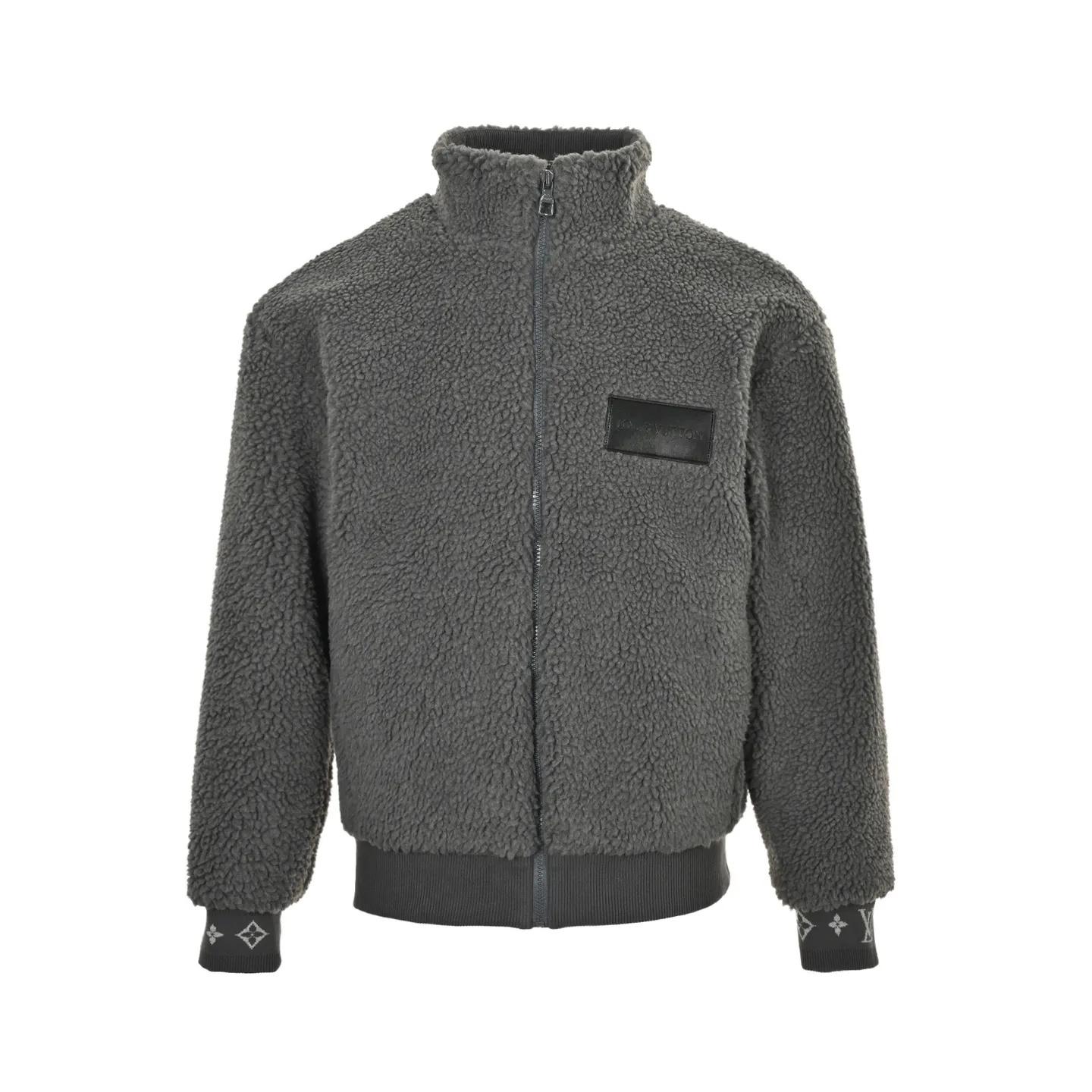 Louis Vuitton/Louis Vuitton 24Fw leather sherpa stand collar jacket